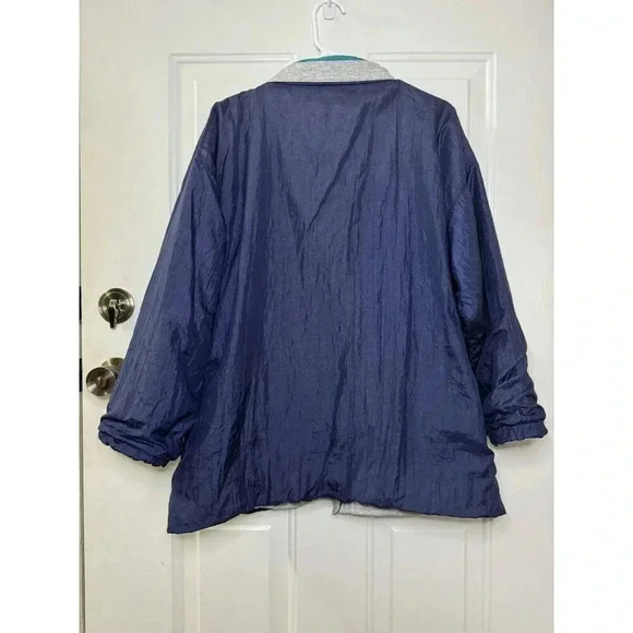 LAURA KATHERINE Vintage 80's Women's REVERSIBLE Windbreaker Jacket Green Gray L - Picture 5 of 12